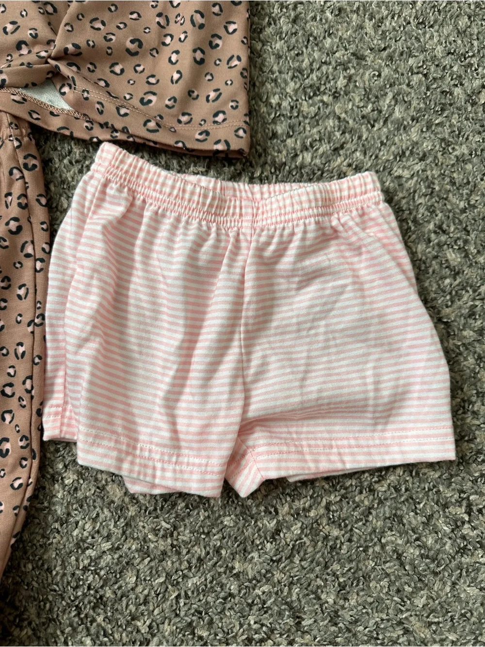 Carter's Pink Leopard Tee, Joggers & Light Pink Stripe Shorts Pajama Set